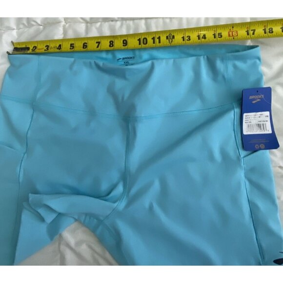 Brooks Women Size XXL Method 5” Short Tights Vivid Teal Wicking 4 Way Stretch - Picture 7 of 10